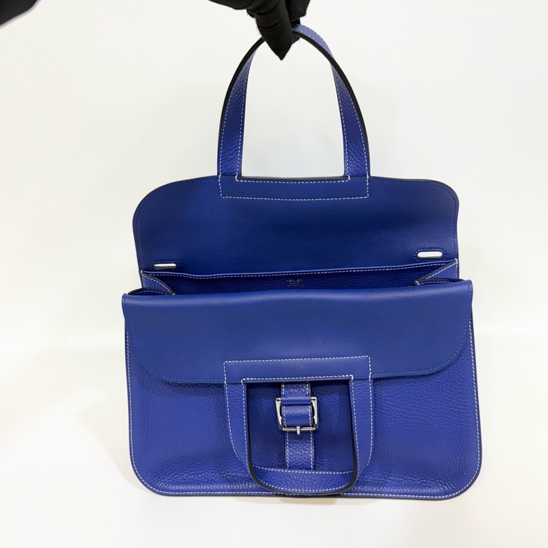 hermes 7T電光藍TC皮Halzan 31cm五用包-5