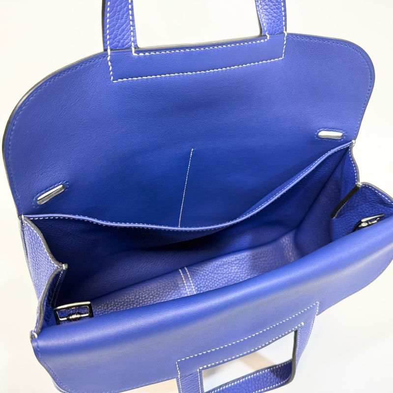 hermes 7T電光藍TC皮Halzan 31cm五用包-7