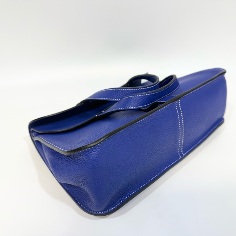 hermes 7T電光藍TC皮Halzan 31cm五用包-10