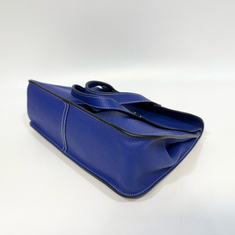 hermes 7T電光藍TC皮Halzan 31cm五用包-11