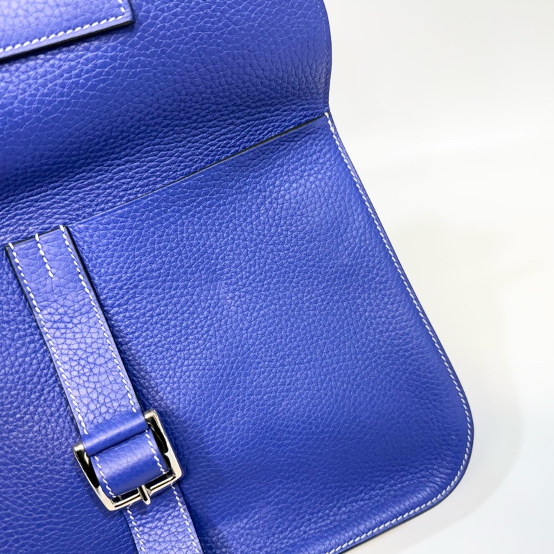 hermes 7T電光藍TC皮Halzan 31cm五用包-13