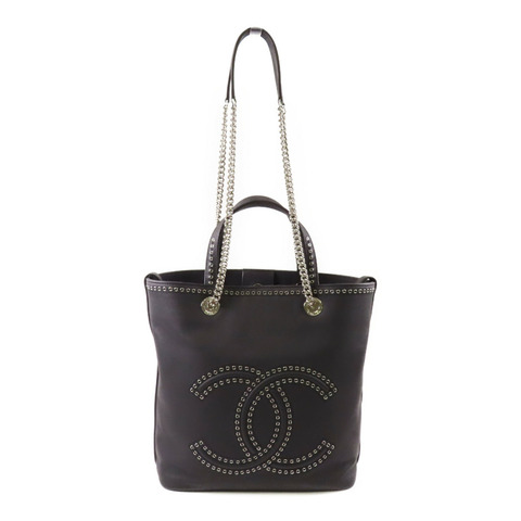 CHANEL 牛皮皮革Shoulder Bag銀扣鏈帶手挽肩背兩用袋
