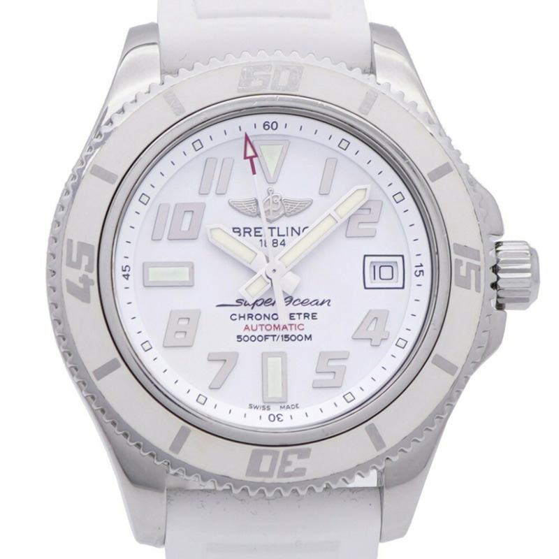 百年靈超級海洋 42 A17364 自動手錶 SS/橡膠 白 0187BREITLING 男士-1