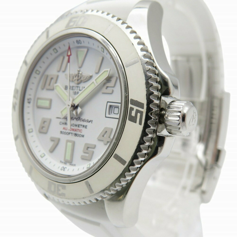 百年靈超級海洋 42 A17364 自動手錶 SS/橡膠 白 0187BREITLING 男士-2