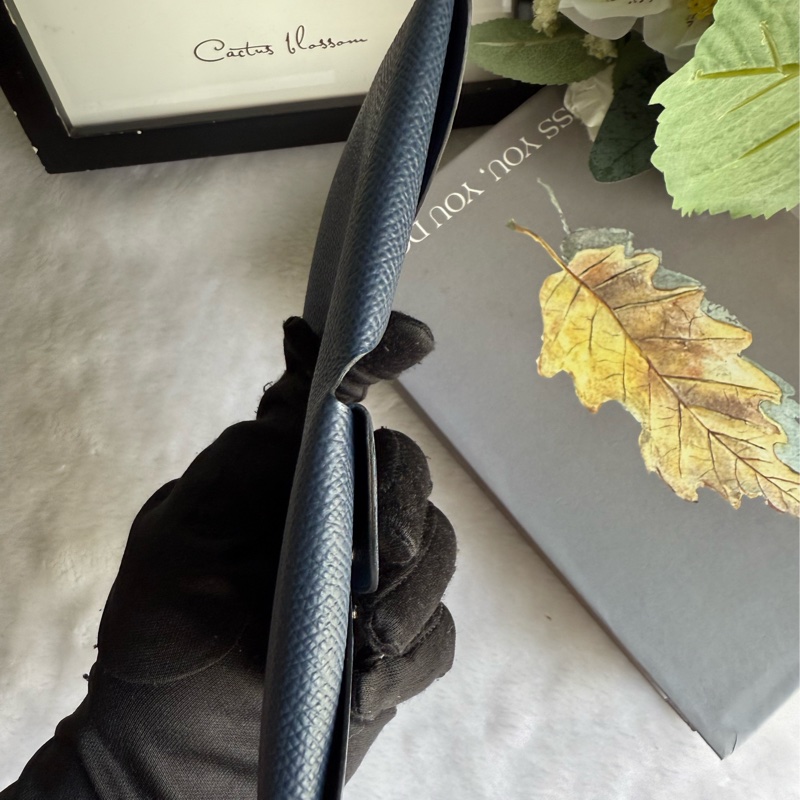 Hermes Calvi Duo Epsom皮釦式卡片夾/零錢包(海軍藍)-4