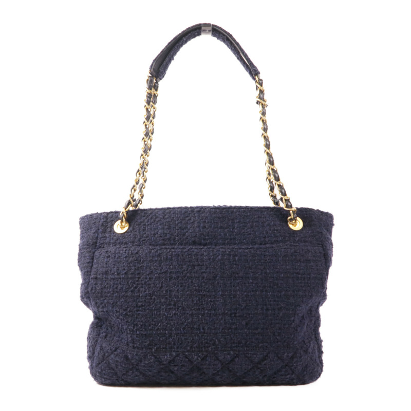 CHANEL 粗花呢Tote Bag金扣鏈帶肩背袋-1