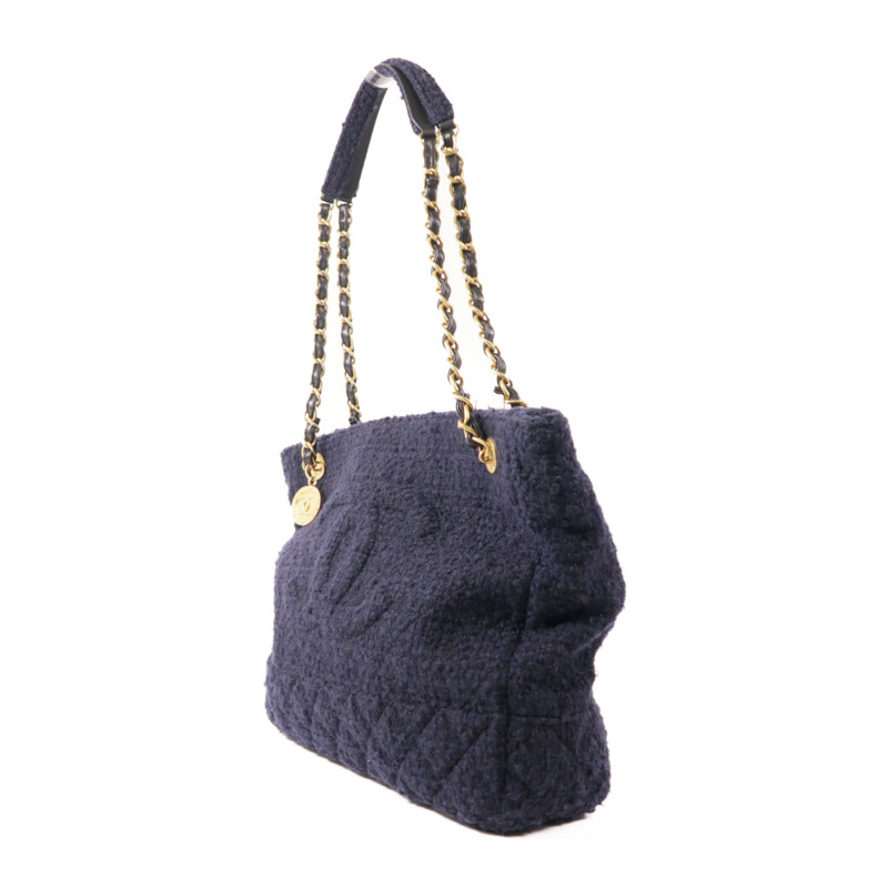 CHANEL 粗花呢Tote Bag金扣鏈帶肩背袋-2