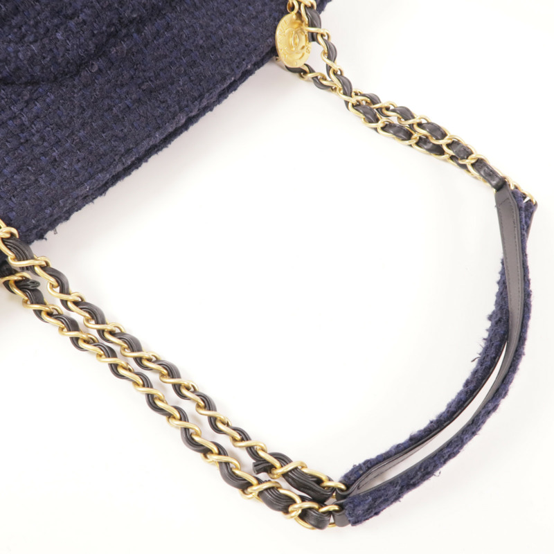 CHANEL 粗花呢Tote Bag金扣鏈帶肩背袋-8