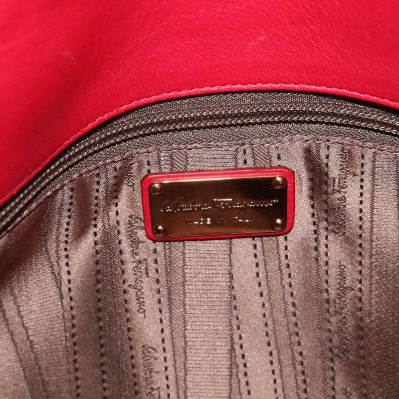【日本直送】Salvatore Ferragamo Gancini 鏈條單肩包 皮革 紅金 正品 117738-19