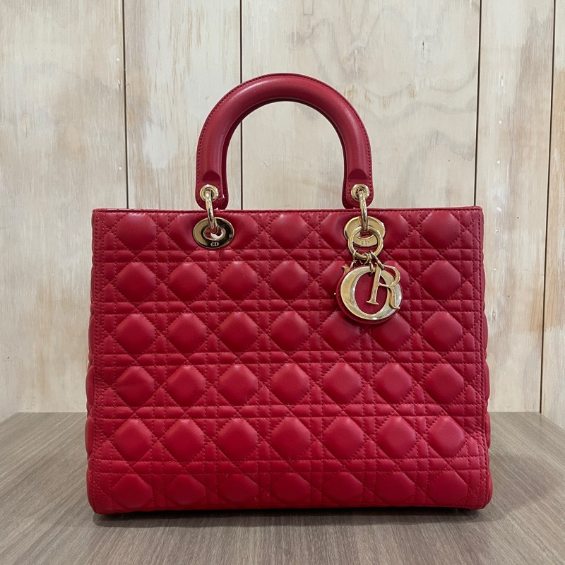 Dior CAL44560紅羊皮金釦Lady Dior黛妃包6x7-0
