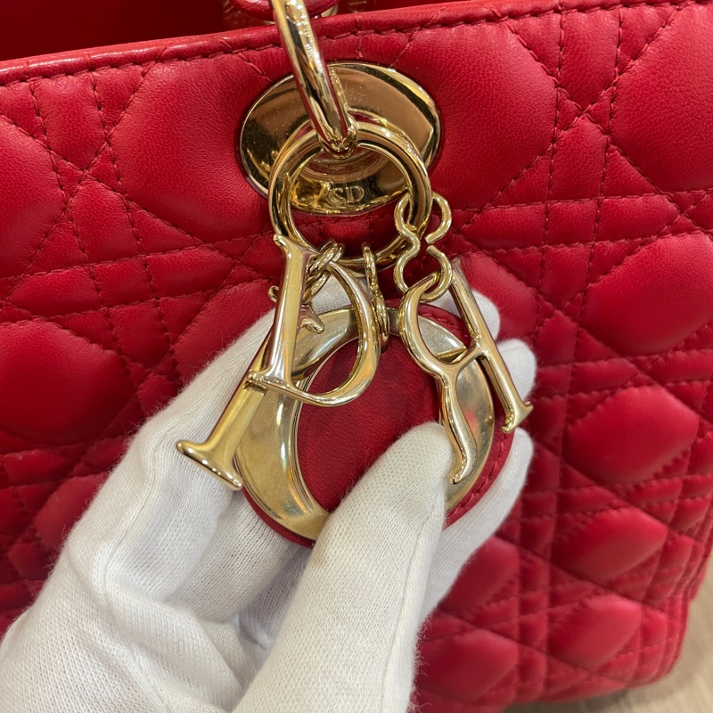 Dior CAL44560紅羊皮金釦Lady Dior黛妃包6x7-15
