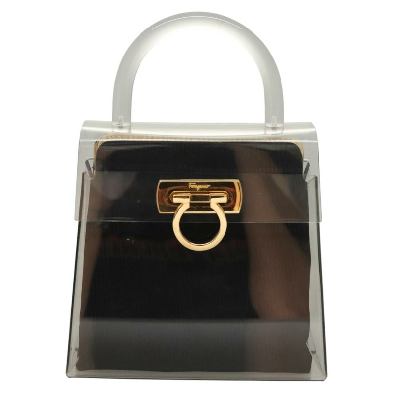 【日本直送】Salvatore Ferragamo Gancini 手提包 塑膠 透明 金色 正品 116442-12