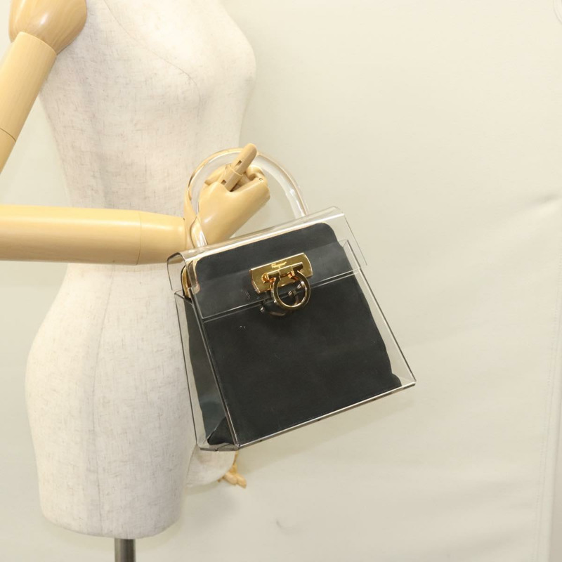 【日本直送】Salvatore Ferragamo Gancini 手提包 塑膠 透明 金色 正品 116442-26