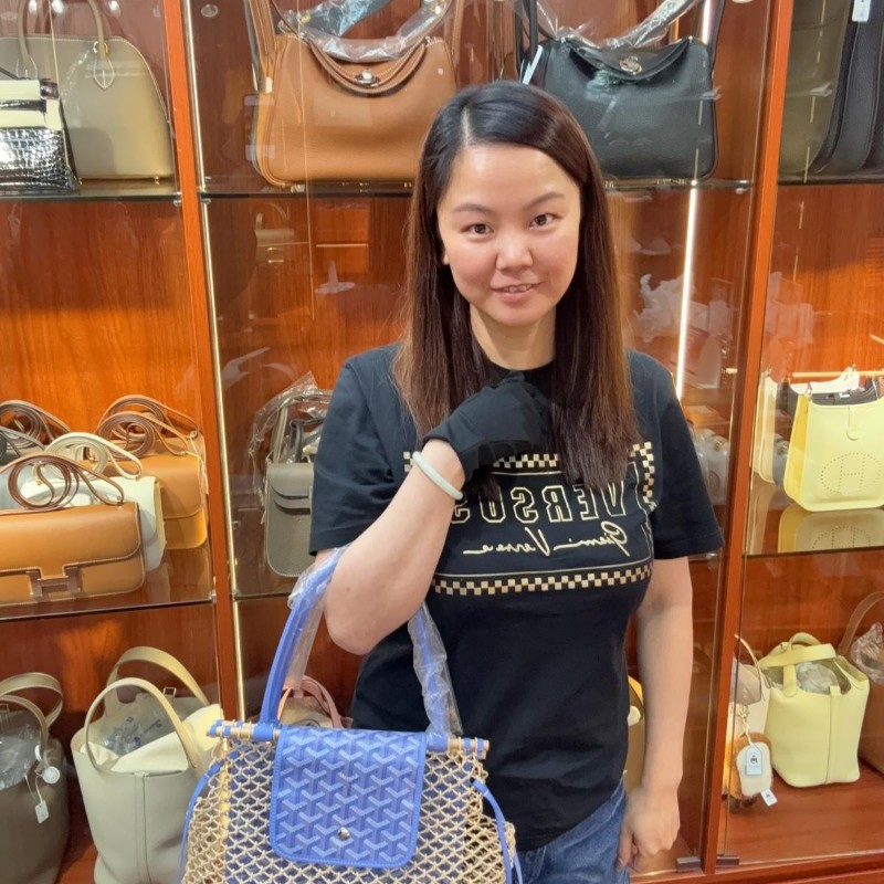 ✨持有香港正品正貨標籤(只做全新)✨Goyard Aligre Bag 手工編織袋 淺藍色-1
