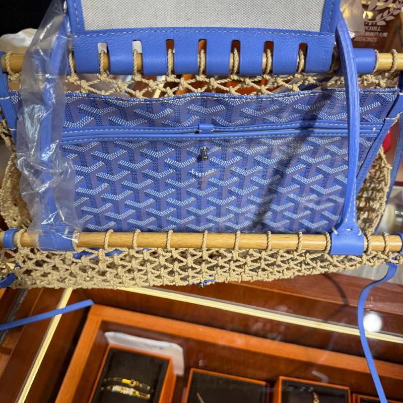 ✨持有香港正品正貨標籤(只做全新)✨Goyard Aligre Bag 手工編織袋 淺藍色-4