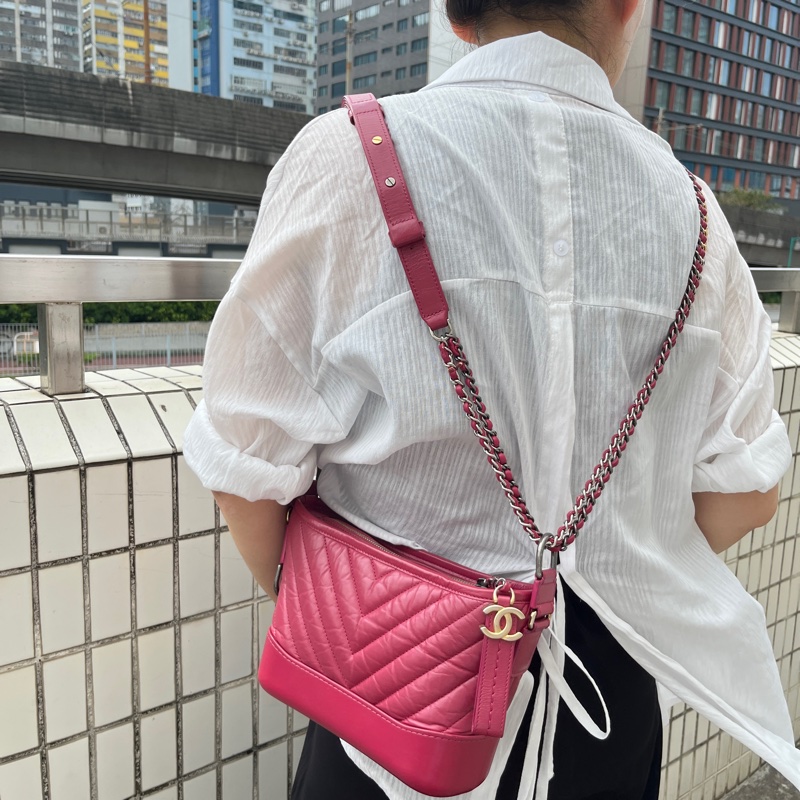 Chanel 桃紅色流浪包small size-2