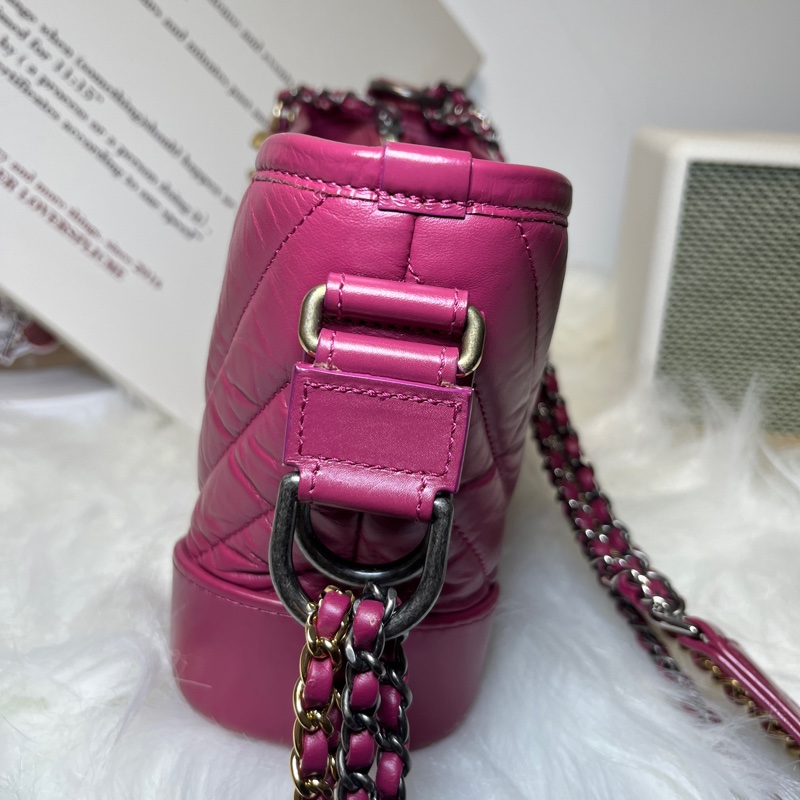 Chanel 桃紅色流浪包small size-17