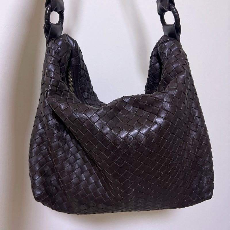 Bottega Veneta Hobo BV巧克力色 深棕色 2way 兩用飯盒 中古 Vintage Gold 單肩包 斜背包-2