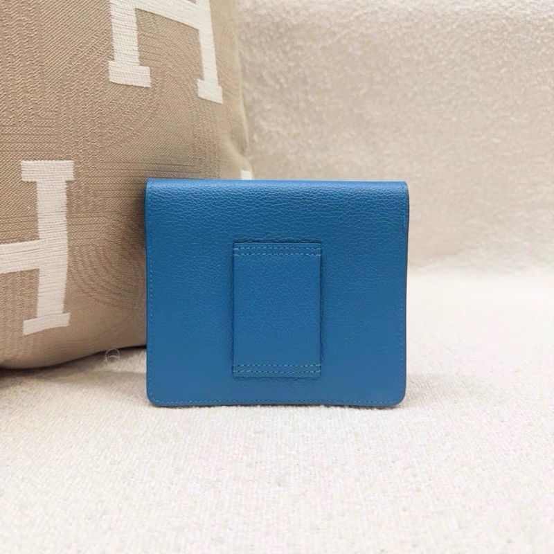 99新 Hermes愛馬仕 roulis slim豬鼻子錢包腰包 Z刻 Togo皮 弗羅里達藍銀扣-1