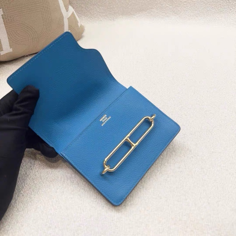 99新 Hermes愛馬仕 roulis slim豬鼻子錢包腰包 Z刻 Togo皮 弗羅里達藍銀扣-2