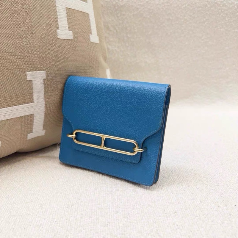 99新 Hermes愛馬仕 roulis slim豬鼻子錢包腰包 Z刻 Togo皮 弗羅里達藍銀扣-3