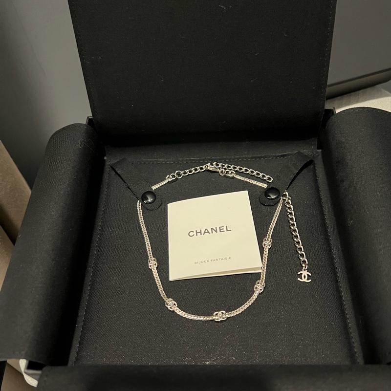 Chanel 香奈兒 爆款 5花 項鍊 銀色-9