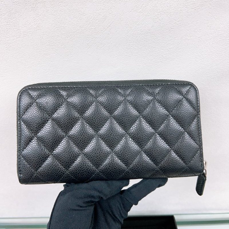 Chanel 黑銀拉鍊長夾/長銀包-9