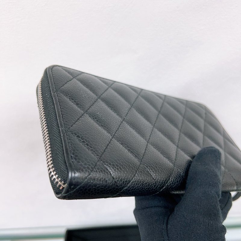 Chanel 黑銀拉鍊長夾/長銀包-10