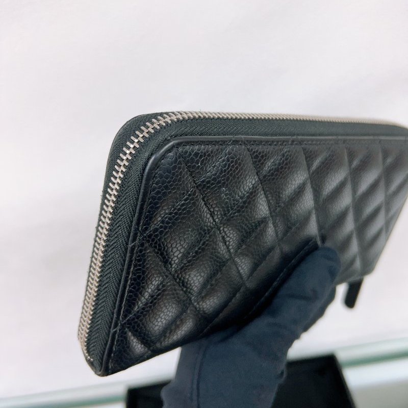 Chanel 黑銀拉鍊長夾/長銀包-11