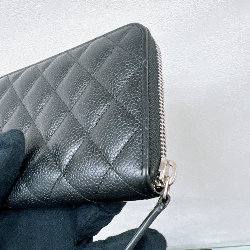Chanel 黑銀拉鍊長夾/長銀包-12