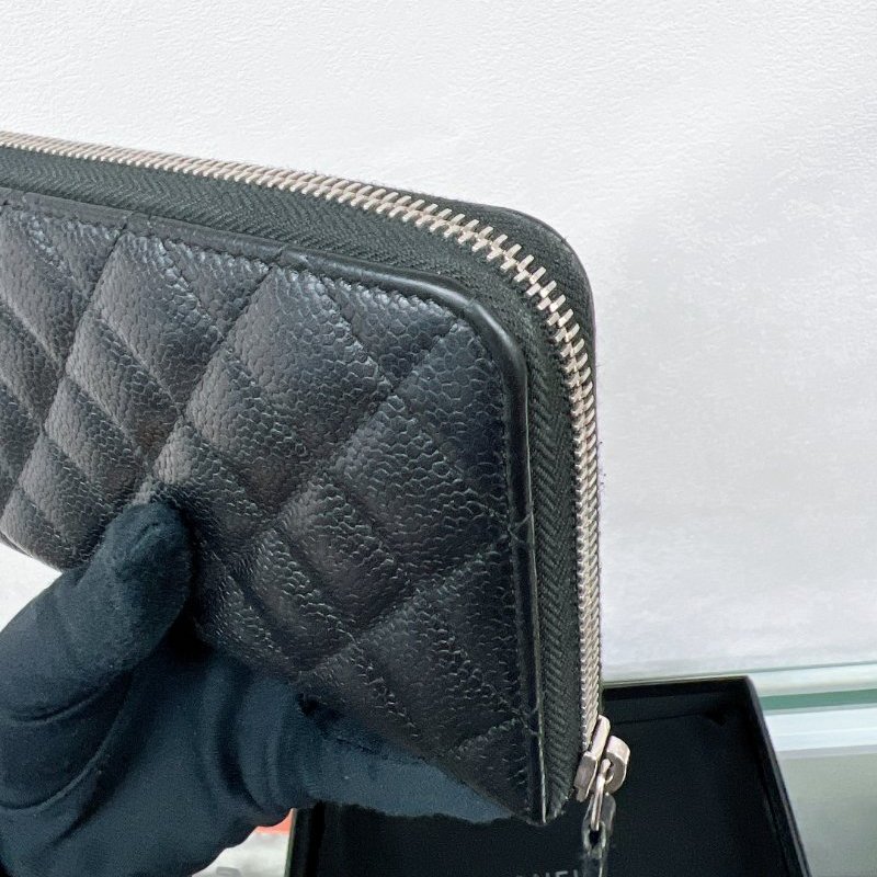 Chanel 黑銀拉鍊長夾/長銀包-13