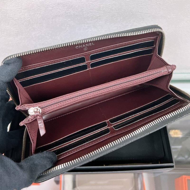 Chanel 黑銀拉鍊長夾/長銀包-14