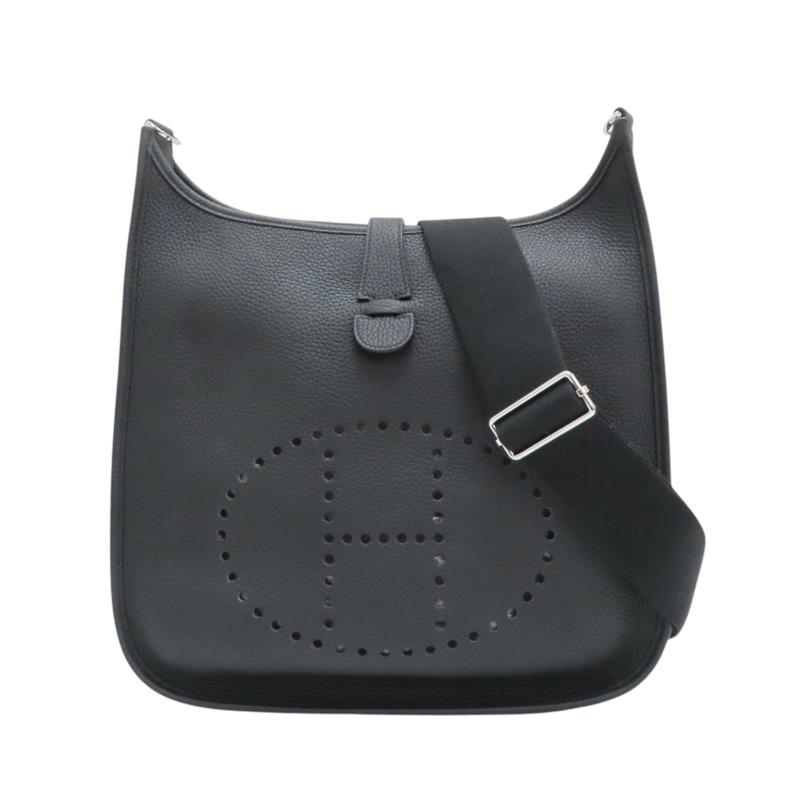 黑色 Taurillon牛皮 Evelyne III GM 肩背包 U刻 銀扣【HERMES 愛馬仕】-0