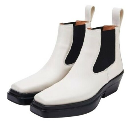 Bottega Veneta BV 白色皮革短靴 36.5碼