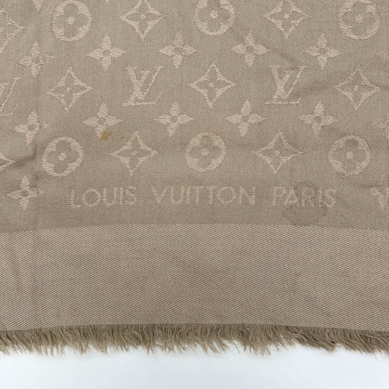 【劉涵竹-名人公益精品】 Louis Vuitton 灰杏色老花絲巾-10
