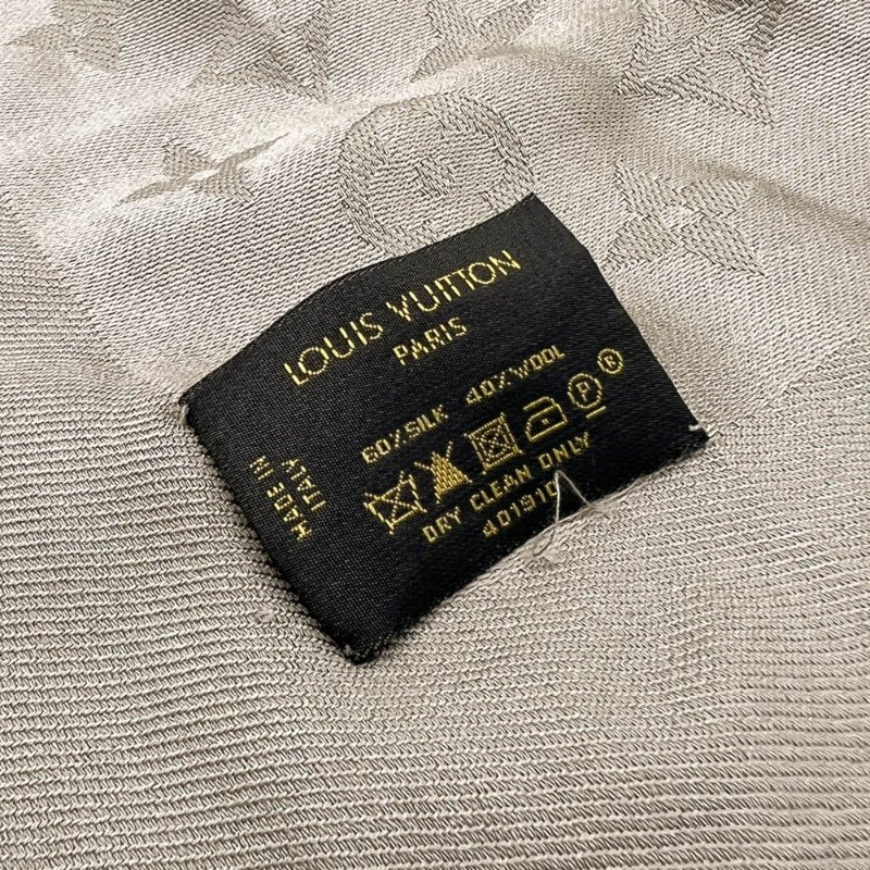 【劉涵竹-名人公益精品】 Louis Vuitton 灰杏色老花絲巾-11