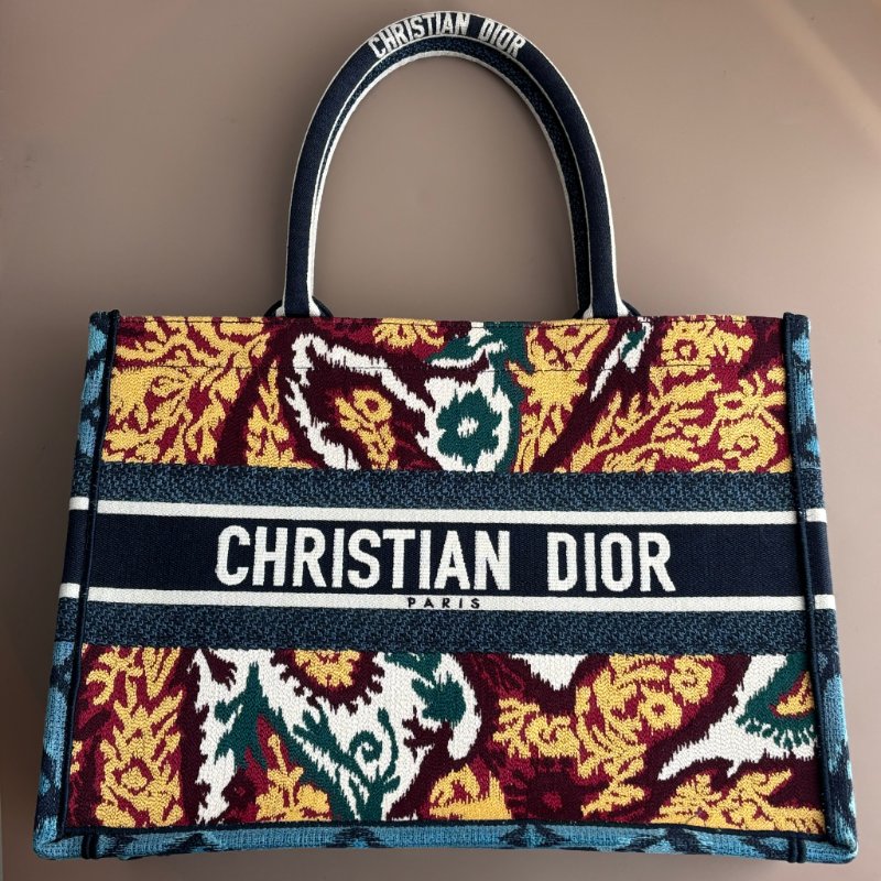 ::Christian Dior:: Book Tote 佩斯利圖騰刺繡托特包(中)手提肩背包-0