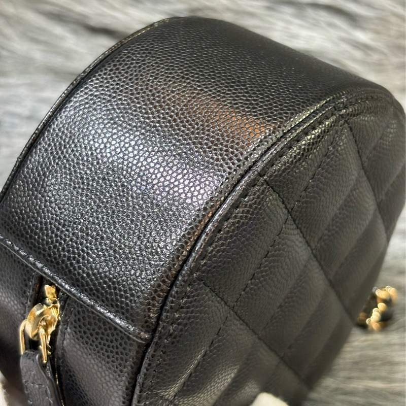 CHANEL AP1805 黑荔枝 牛皮 雙C 金釦 圓餅包 菱格紋 隨身包 斜背包-10