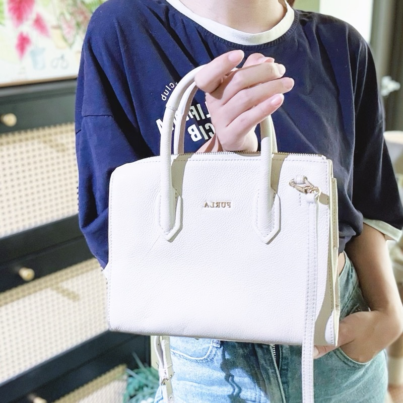 🌸 【FURLA 芙拉】經典手提包|溫柔米白色|可肩背-9