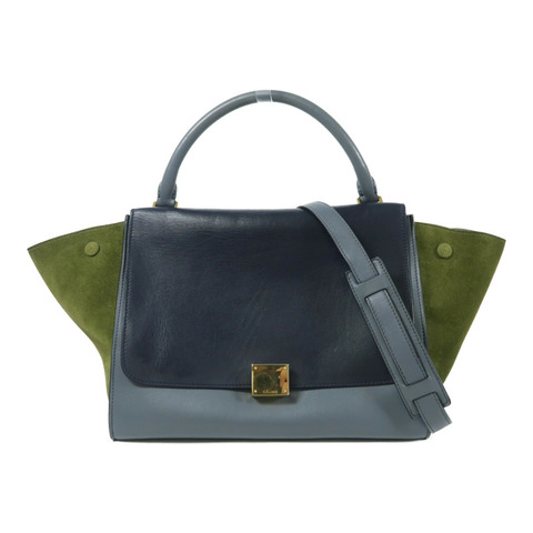 CELINE 牛皮/麂皮皮革Trapeze Medium金扣手挽肩背兩用袋