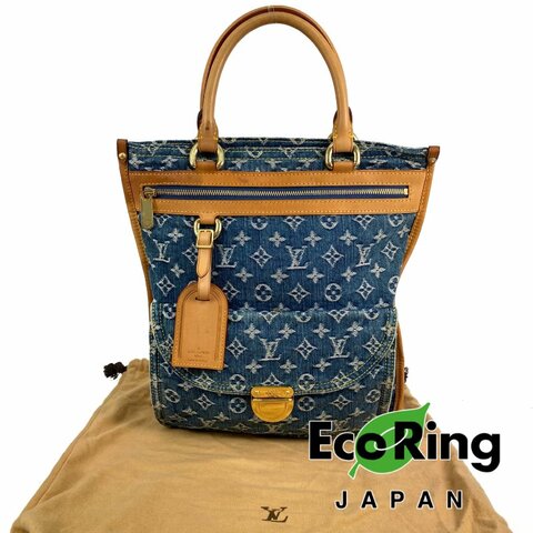 △ Louis Vuitton 路易威登 Flat Shopper Blue Denim Monogram Handbag M95018 藍色牛仔布經典花紋手袋 M95018 -257006751