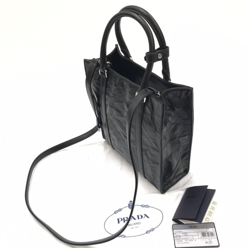 Prada 軟羊皮小號托特包 Tote bag 日常黑色手袋-2
