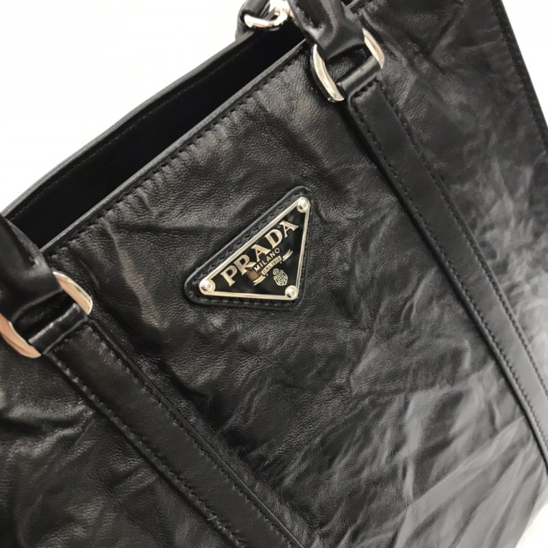 Prada 軟羊皮小號托特包 Tote bag 日常黑色手袋-3