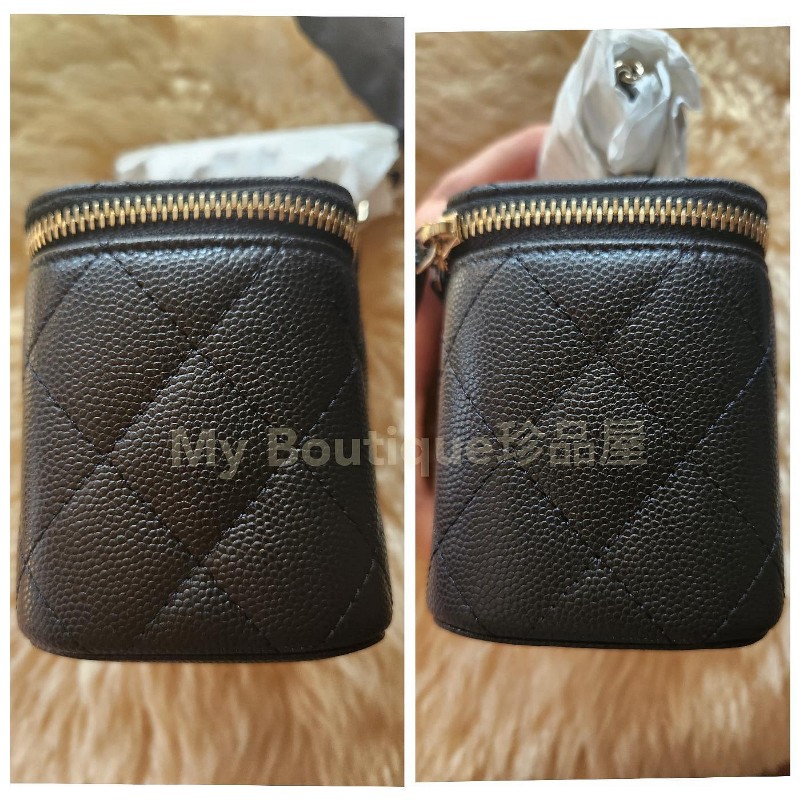 ❗️全新現貨❗️【My Boutique珍品屋】全新真品~Chanel超限量荔枝黑牛皮金鍊mini vanity小方盒子包 化妝箱包AP1340~coco方胖子參考-2