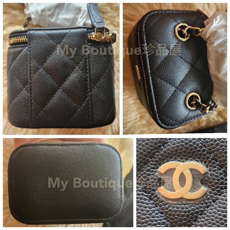 ❗️全新現貨❗️【My Boutique珍品屋】全新真品~Chanel超限量荔枝黑牛皮金鍊mini vanity小方盒子包 化妝箱包AP1340~coco方胖子參考-3