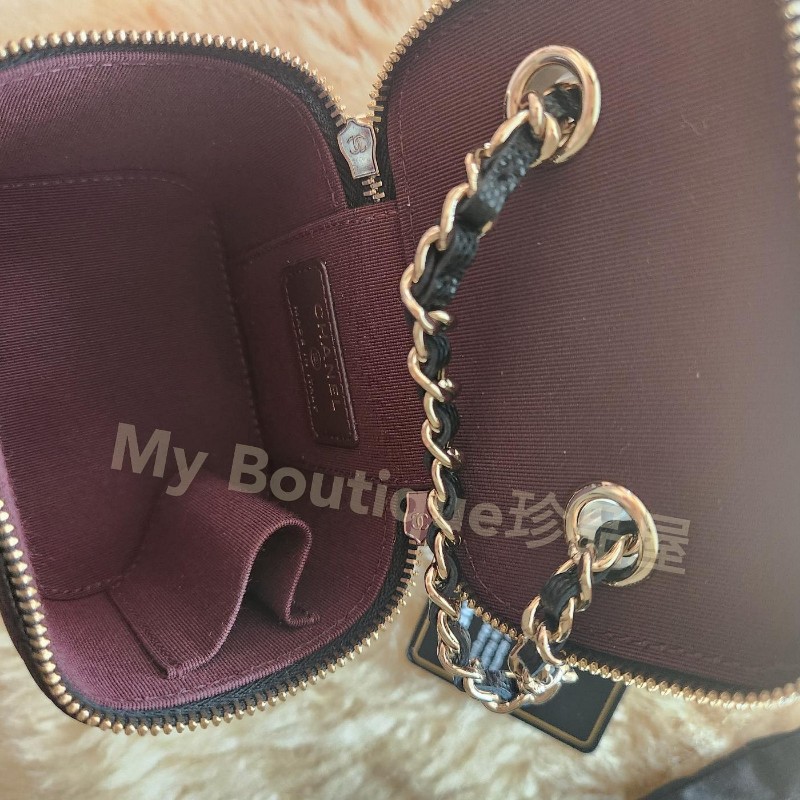 ❗️全新現貨❗️【My Boutique珍品屋】全新真品~Chanel超限量荔枝黑牛皮金鍊mini vanity小方盒子包 化妝箱包AP1340~coco方胖子參考-4