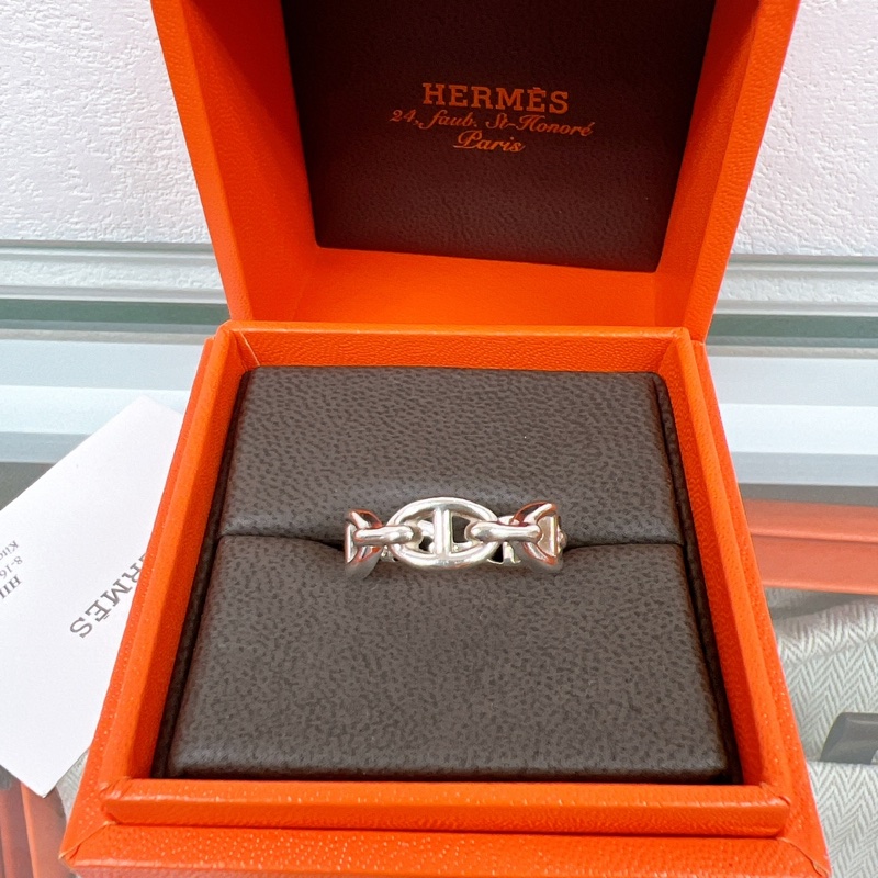 55碼✨Hermes chaine d’ancre enchainee 豬鼻子銀戒指-1
