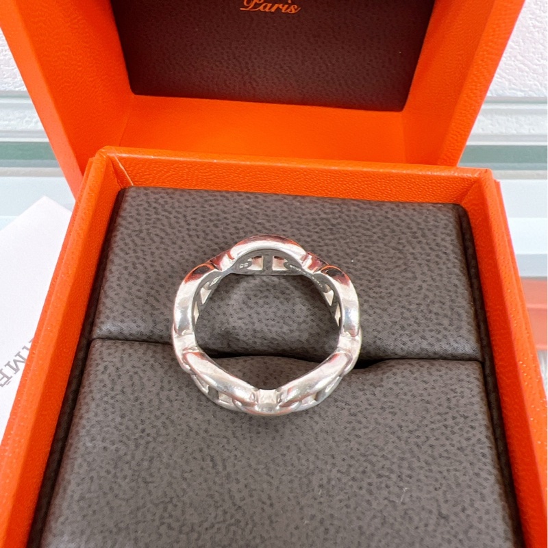 55碼✨Hermes chaine d’ancre enchainee 豬鼻子銀戒指-2