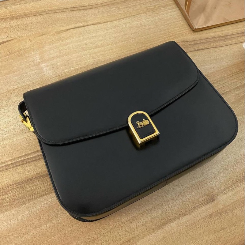 CELINE Vintage 馬車包 斜背包 黑色 Box皮 中古-0