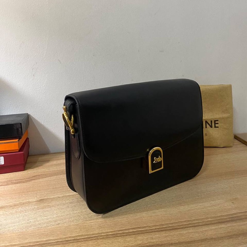 CELINE Vintage 馬車包 斜背包 黑色 Box皮 中古-1